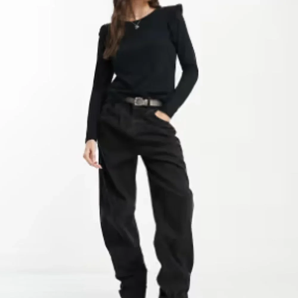 Mango Ruffle Trim Top Black - S - Picture 2 of 10